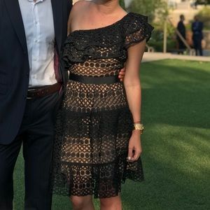 Self-Portrait One Shoulder Tiered Mini Dress, US2